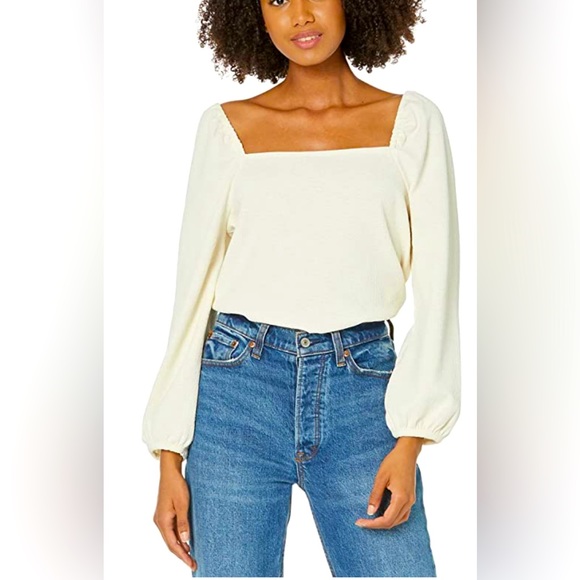 Madewell 🤍Shirts & Tops Crepe Square-Neck Puff-Sleeve Top Size XS - Picture 1 of 12